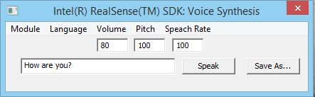 Intel RealSense SDK Voice Synthesis